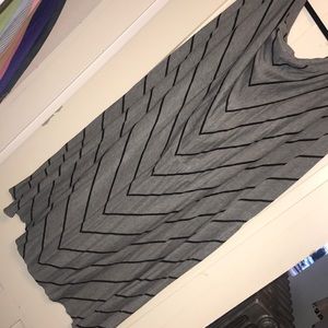 Long grey maxi skirt with black stripes